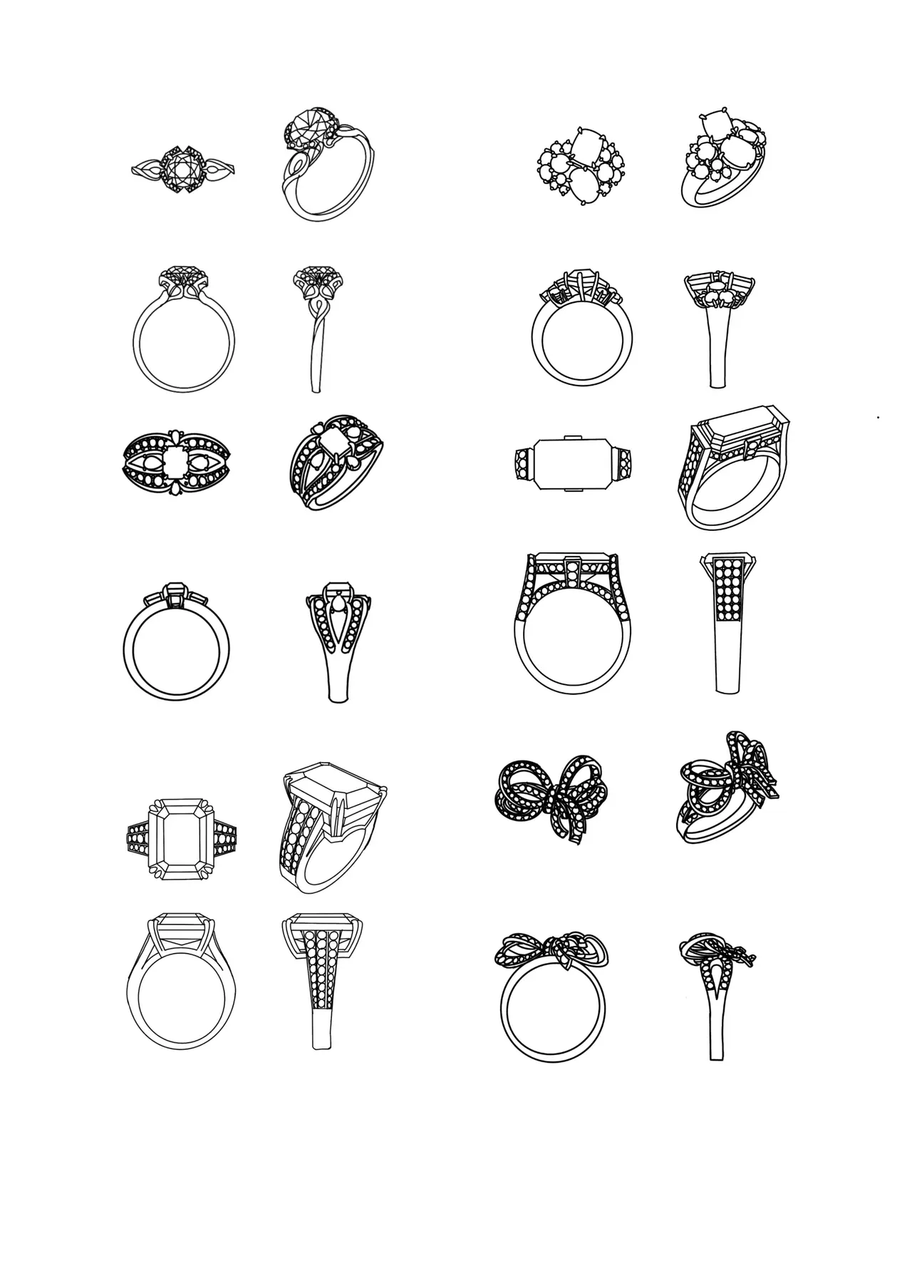 Jewellery design sketch collection