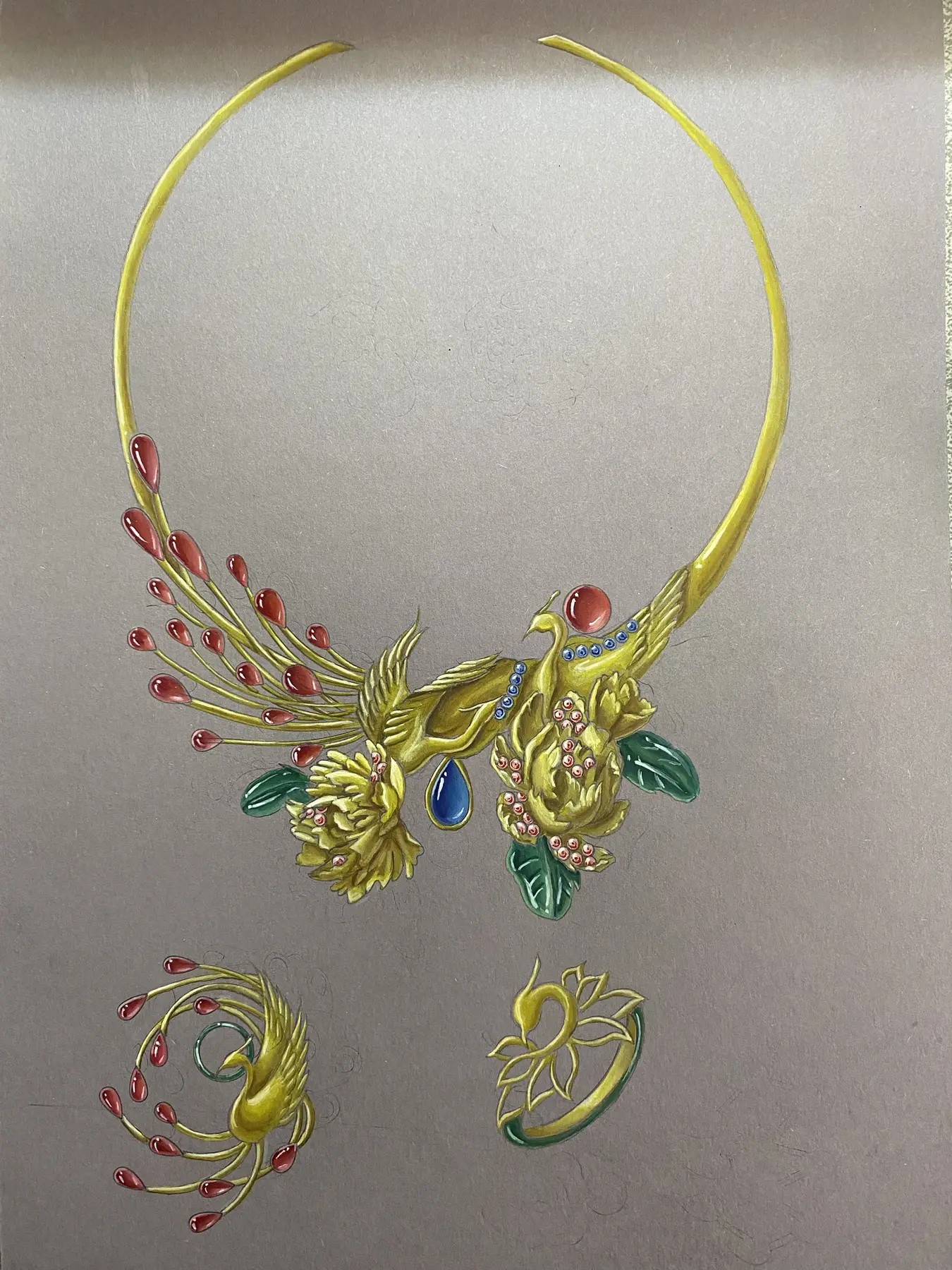 Gold jewellery colour and composition study
