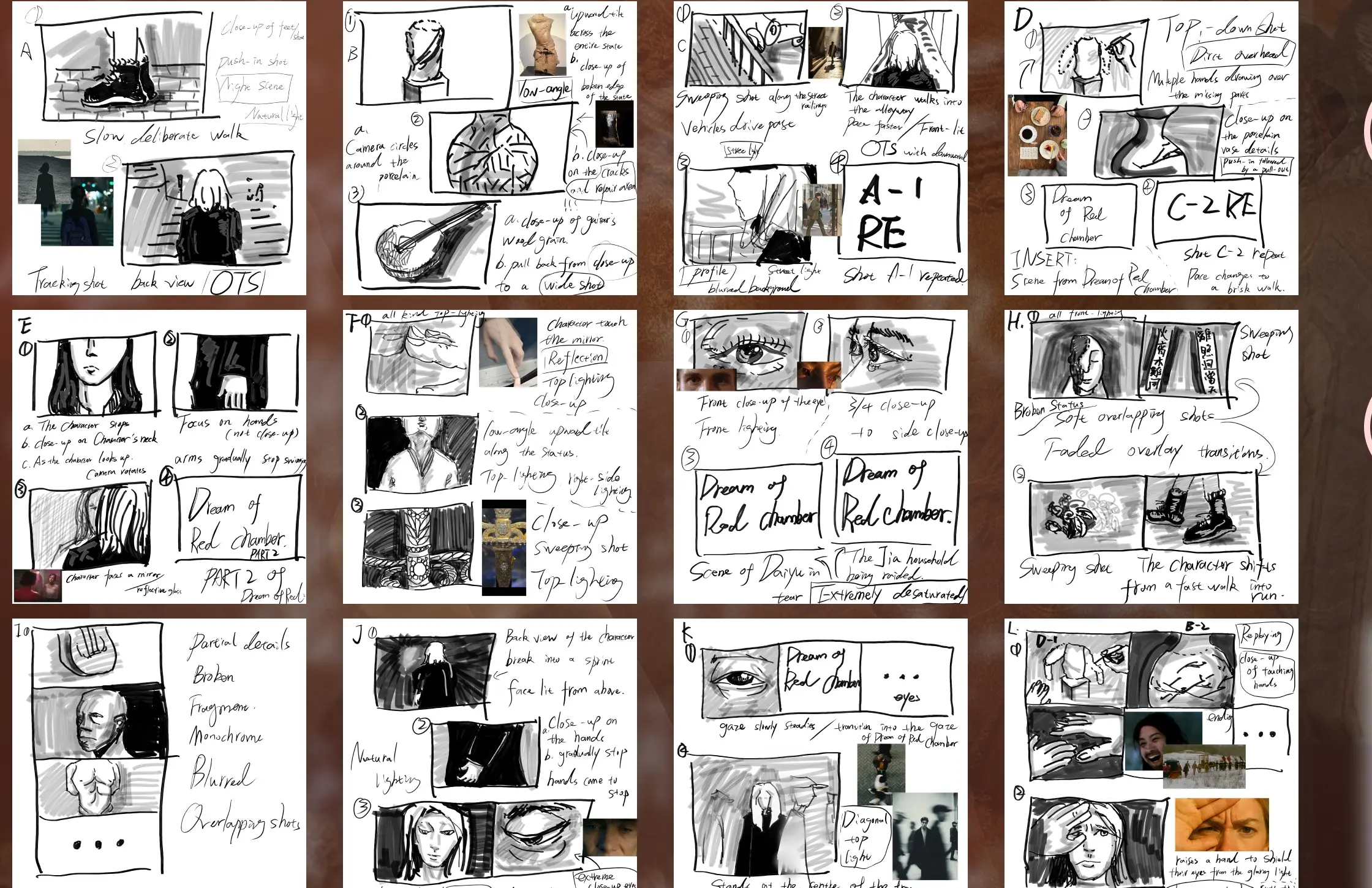 Complete storyboard for the nonlinear moving image