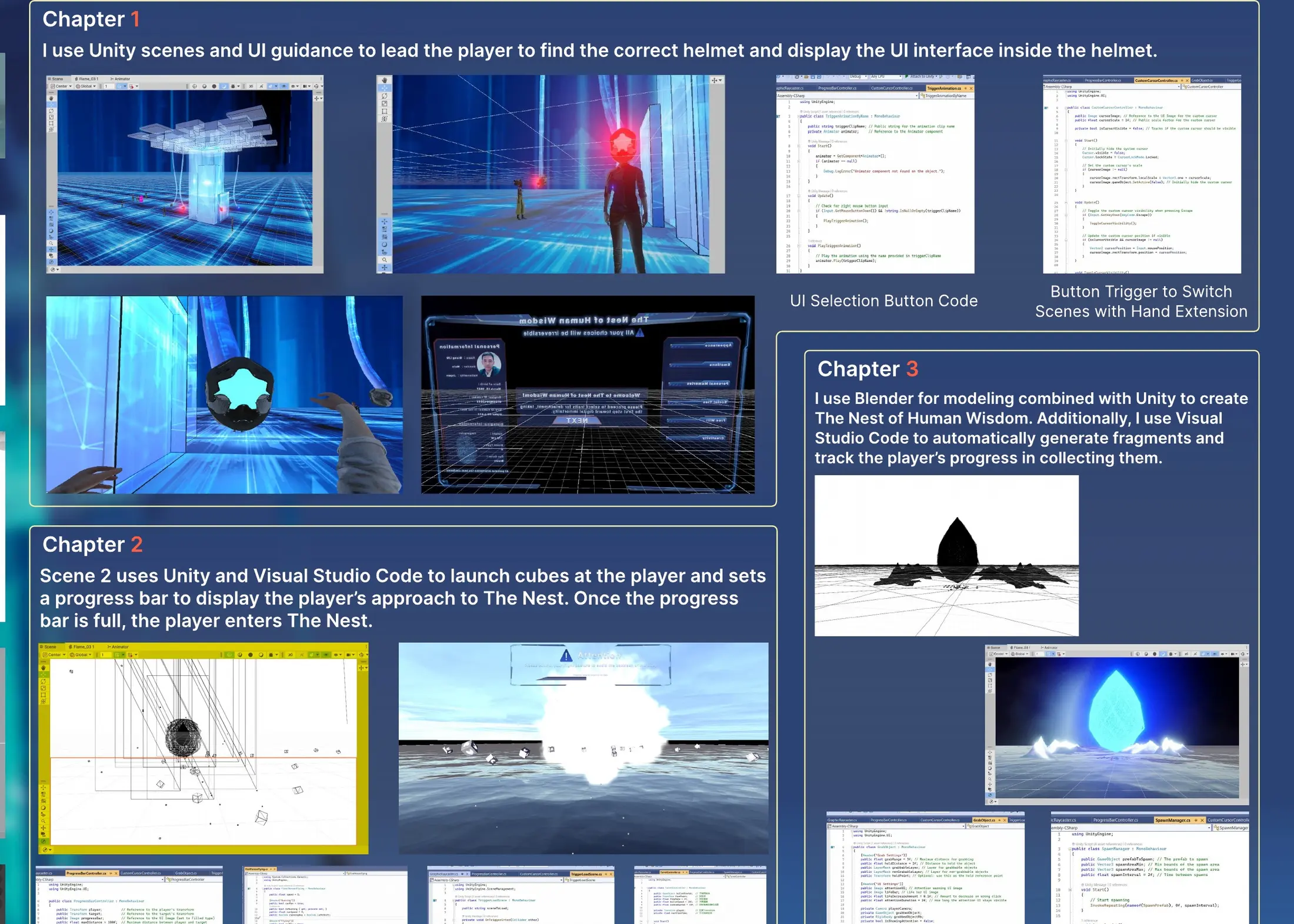 Unity development across all three chapters