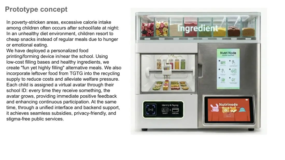Nutrinode concept and retail machine